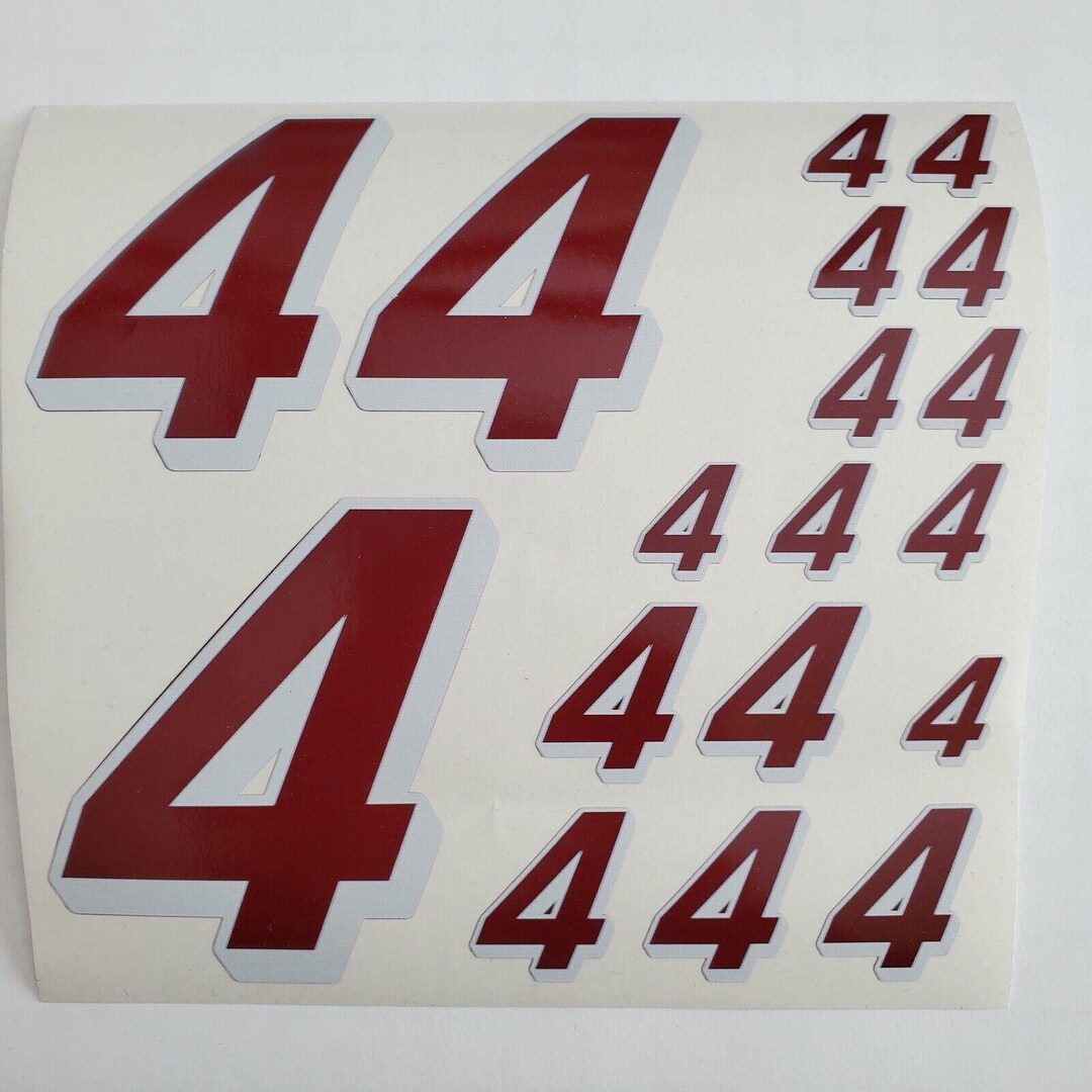 Burgandy W/white #4's Racing Numbers Decal Sticker Sheet 1/8-1/10-1/12 ...