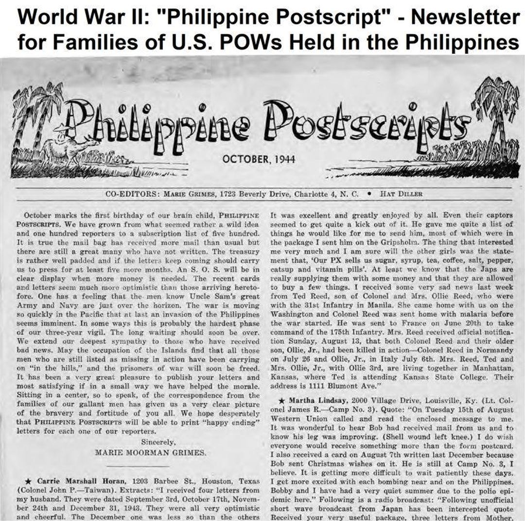World War II: philippine Postscript Newsletter for Families of U.S ...