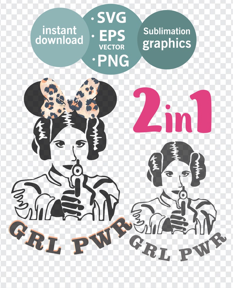 Download Princess Leia SVG GRL PWR Silhouette svg Star Wars Disney ...