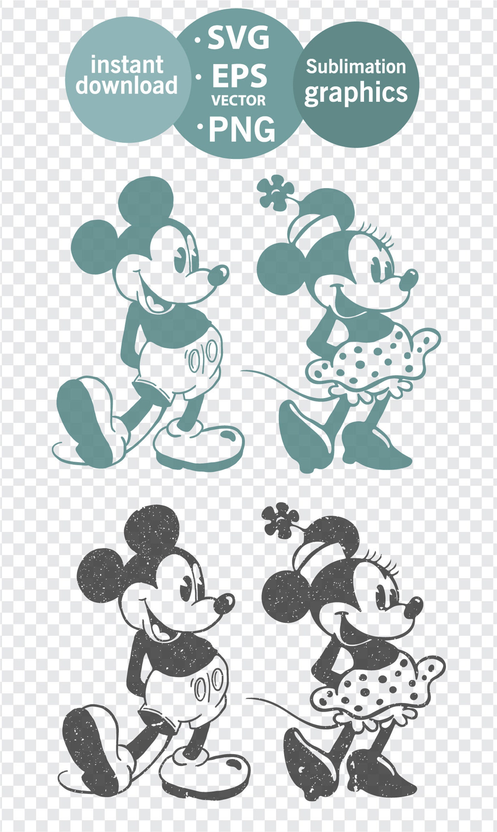 Mickey SVG Mickey Mouse Silhouette svg Minnie svg Vintage | Etsy