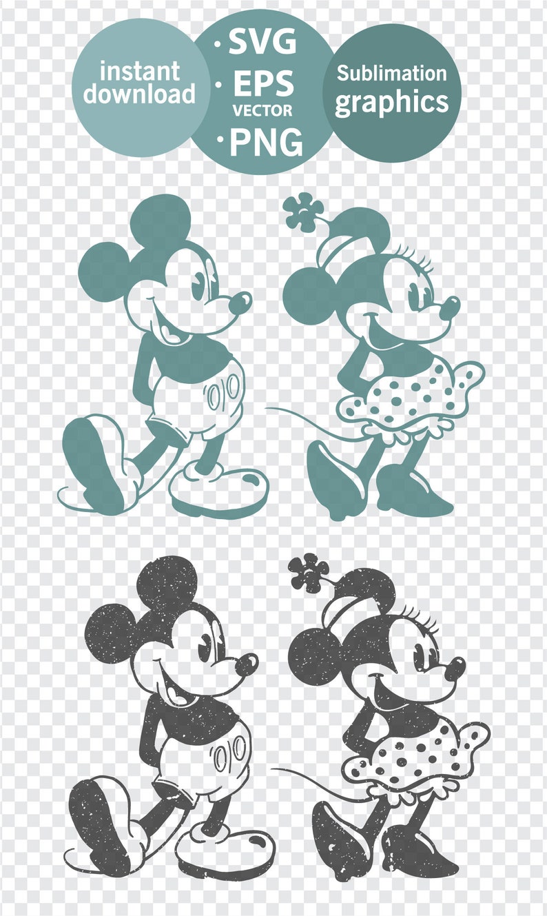 Download Mickey SVG Mickey Mouse Silhouette svg Minnie svg Vintage ...