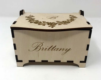 Natural Wood Jewelry Box | engraved | laser cut