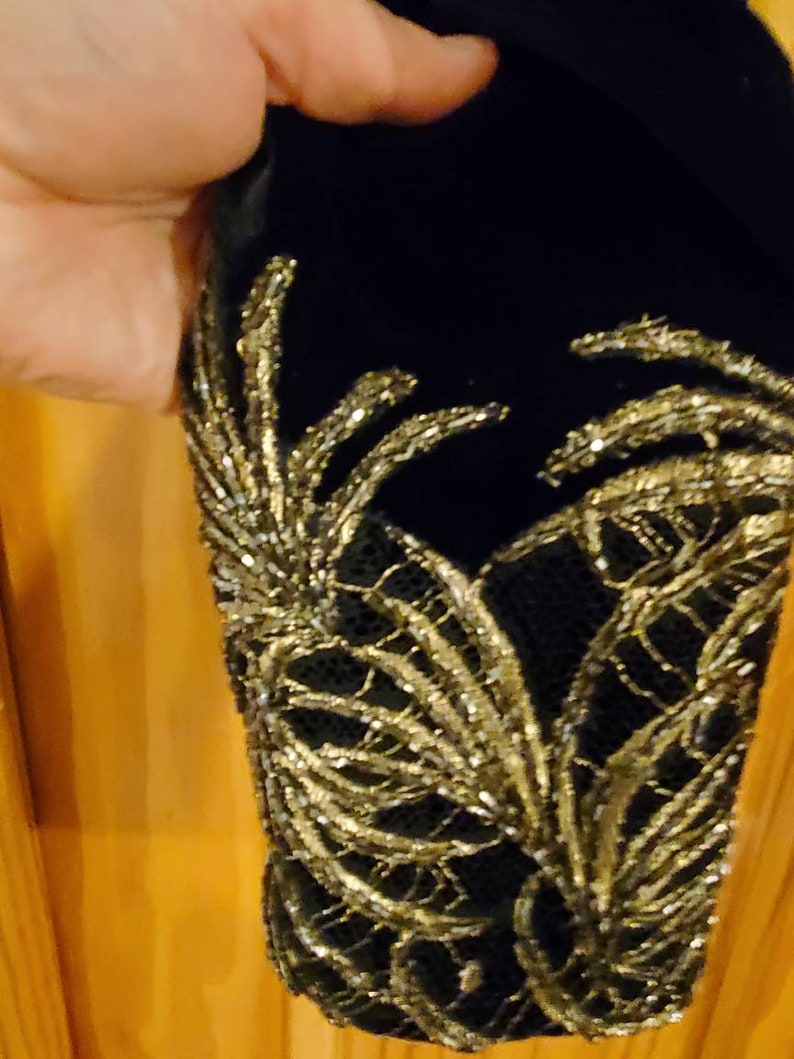 Carmen Marc Valvo Black Beaded Velvet Dress wBolero Jacket sz 10