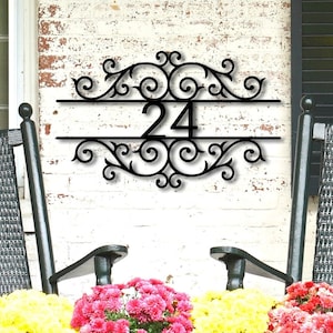 Personalized Scroll House Numbers Metal Sign, Address Metal Sign, Home Address Sign, House Numbers Sign, Housewarming Gift, Address Sign