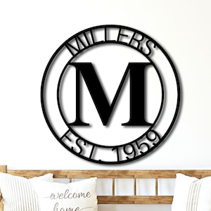 Personalisierter Familienname Metallschild | Haus Wärmendes Geschenk | Türbügel | Metall Monogramm Schild | Hochzeitsgeschenk | Geschenk für neues Zuhause Familienname