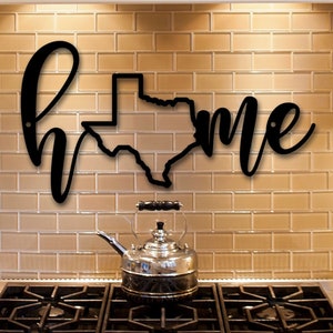 Home Metal Word with State, Home Sign with State, Home Sweet Home Metal Sign, State Metal Sign, Home Sign for Wall Kitchen Metal Wall Decor
