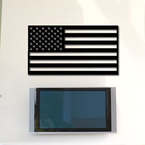Bandera estadounidense / Bandera estadounidense de metal / Arte de pared de metal / Bandera estadounidense negra / Arte de pared de metal patriótico / Regalos de bandera estadounidense para papá Niños