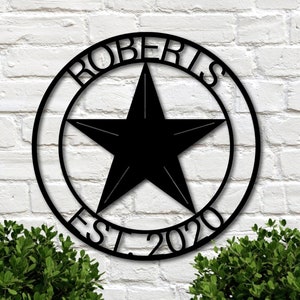 Metal Star Wall Decor, Texas Decor, Texas Metal Sign, Texas home Sign Personalized, Texas Star Monogram Design, Family Name Established Sign