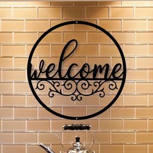 Rundes Willkommen Metallschild, Willkommensschild, Outdoor Willkommensschild, Metall Willkommensschild, Metall Outdoor Schild, Outdoor Metallschild, Haus Einweihungsgeschenk