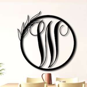 Signo de monograma de metal / Signo de metal / Signo de monograma / Decoración de pared de monograma / Letras de metal al aire libre / Letras de exterior / Arte de pared inicial de metal