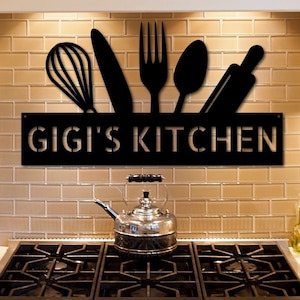 Personalized Kitchen Wall Decor Kitchen Utensils Custom Metal Sign