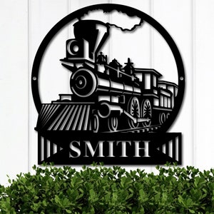 Train Metal Sign, Train Wall Decor, Custom Train Sign, Train Gifts for Men, Railroad Wall Art Decor, Custom Metal Sign, Train Name Sign