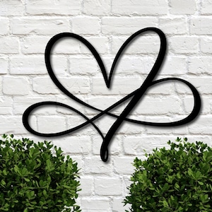 Diseño de corazón de metal infinito / Símbolo de infinito / Arte de pared Signo de infinito con corazones entrelazados / Signo de familia de infinito / Regalo de boda