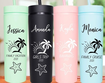 Personalized Vacation Tumbler, Beach Vacation Tumbler, Family Vacation Cups, 2023 Family Trip Gift, Bachelorette Trip, Girls Trip Tumblers