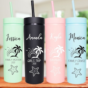 Personalized Vacation Tumbler, Beach Vacation Tumbler, Family Vacation Cups, 2023 Family Trip Gift, Bachelorette Trip, Girls Trip Tumblers