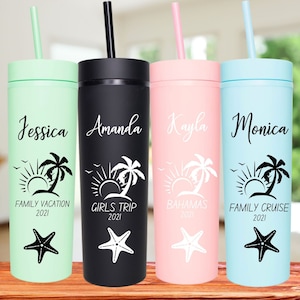 Personalized Vacation Tumbler, Beach Vacation Tumbler, Family Vacation Cups, 2023 Family Trip Gift, Bachelorette Trip, Girls Trip Tumblers