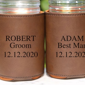 Personalized Can Coolers, Groomsmen Gifts, Engraved Can Holders, Bottle Holder, Monogram Beer Can Holder, Leather Can Cooler, Groomsmen Can