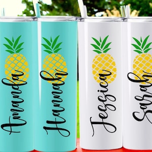 Pineapple Tumbler, Peach Tumbler, Watermelon Tumbler, Pineapple Cup, Personalized Pineapple Watermelon Peach Tumblers, Name Gift for Her