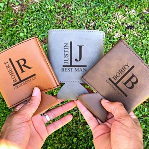 Personalized Can Coolers, Groomsmen Gifts, Engraved Can Holders, Bottle Holder, Monogram Beer Can Holder, Leather Can Cooler, Groomsmen Can