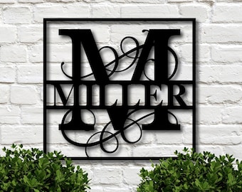 Last Name Metal Sign, Family Name Sign, Housewarming Gift, Personalized Metal Wall Decor, Metal Sign for Front Porch, Metal Monogram Sign