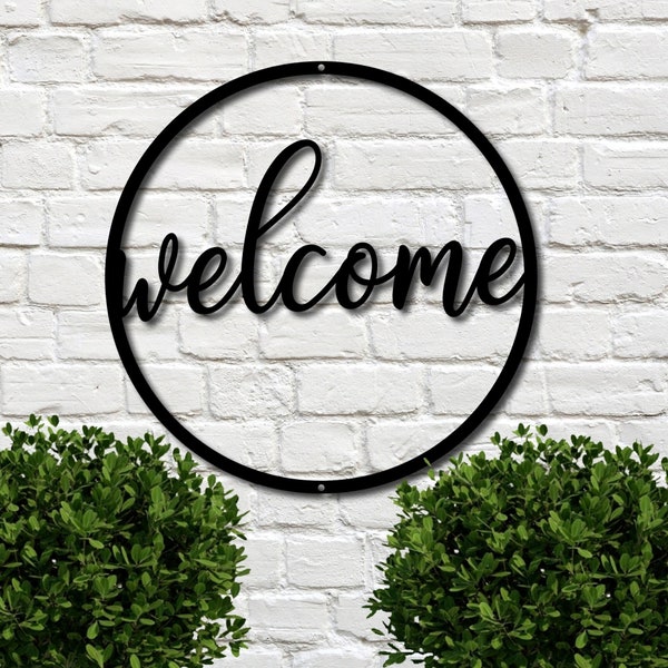 Round Welcome Metal Sign, Welcome Sign, Outdoor Welcome Sign, Metal Welcome Sign, Metal Outdoor Sign, Outdoor Metal Sign, House Warming Gift