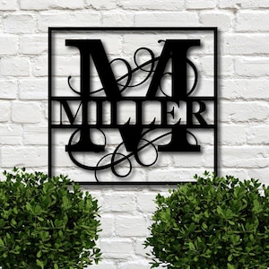 Nachname Metallschild, Familienschild, Wohndekoration Geschenk, Personalisiertes Metall Wanddekor, Metallschild für Vorderporn, Metall Monogramm Schild