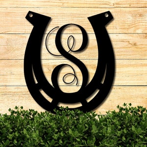 Horseshoe Monogram ~ Horse Equestrian Riding Decor ~ Country Home Barn Horse Lover ~ Metal Horseshoe Sign Personalized ~ Metal Horseshoe