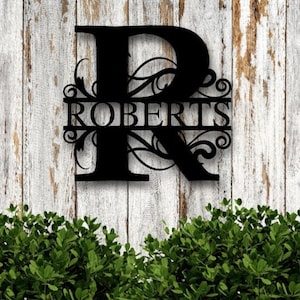 Personalized Family Name Metal Sign, Housewarming Gift, Metal Monogram Sign, Door Hanger, Last Name Sign, Metal Wall Art, Wedding Gift