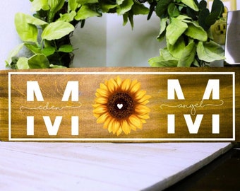 Personalized Sunflower Mom Sign, Birthday Gift for Mom, Sunflower Mom Sign with Kids Names, Personalized Mom Gift, Gift for Her with Names