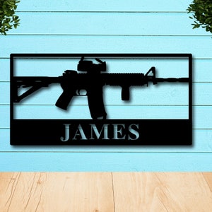 AR15 Metal Wall Art, Custom Metal Art, Man Cave Metal Wall Decor, Gifts for Him, Gun Art, Fathers Day Gift, Second Amendment Art, Gun Sign image 3