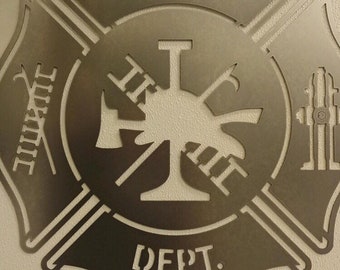 Firefighter Gift, Firefighter Maltese Metal Cross, Firefighter Gift Idea, Custom Metal Fire Department Sign, Fireman gift