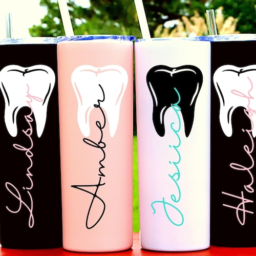 Personalized Dentist Tooth Tumbler Cup Dental Hygiene Gifts Etsy
