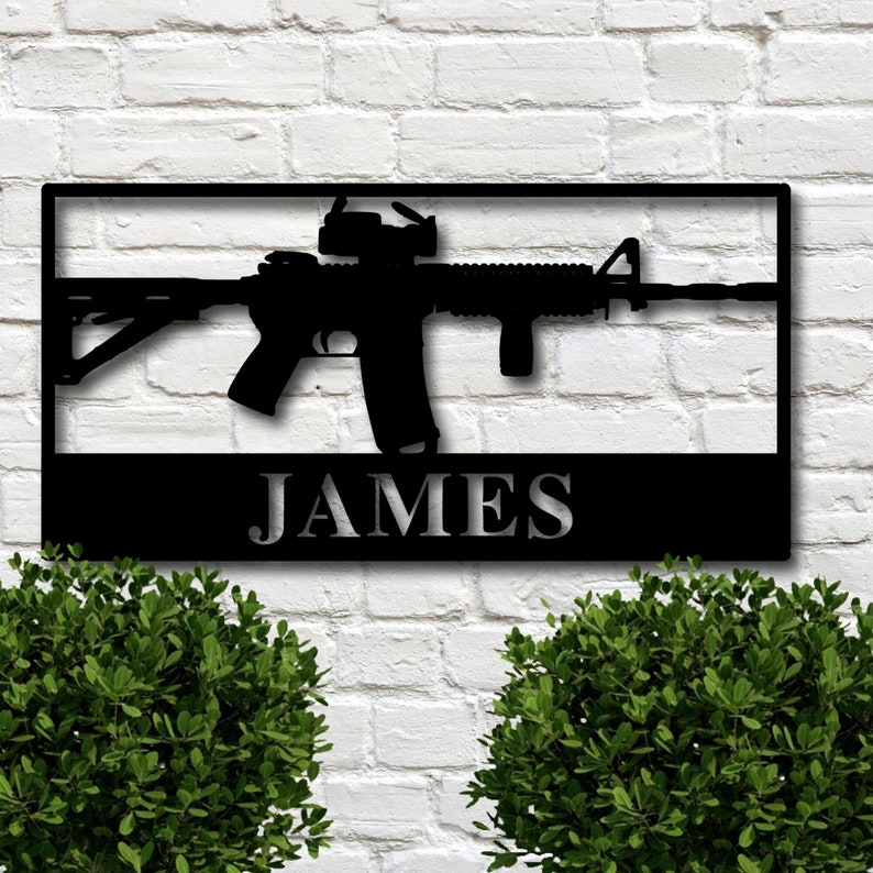 AR15 Metal Wall Art, Custom Metal Art, Man Cave Metal Wall Decor, Gifts for Him, Gun Art, Fathers Day Gift, Second Amendment Art, Gun Sign image 1