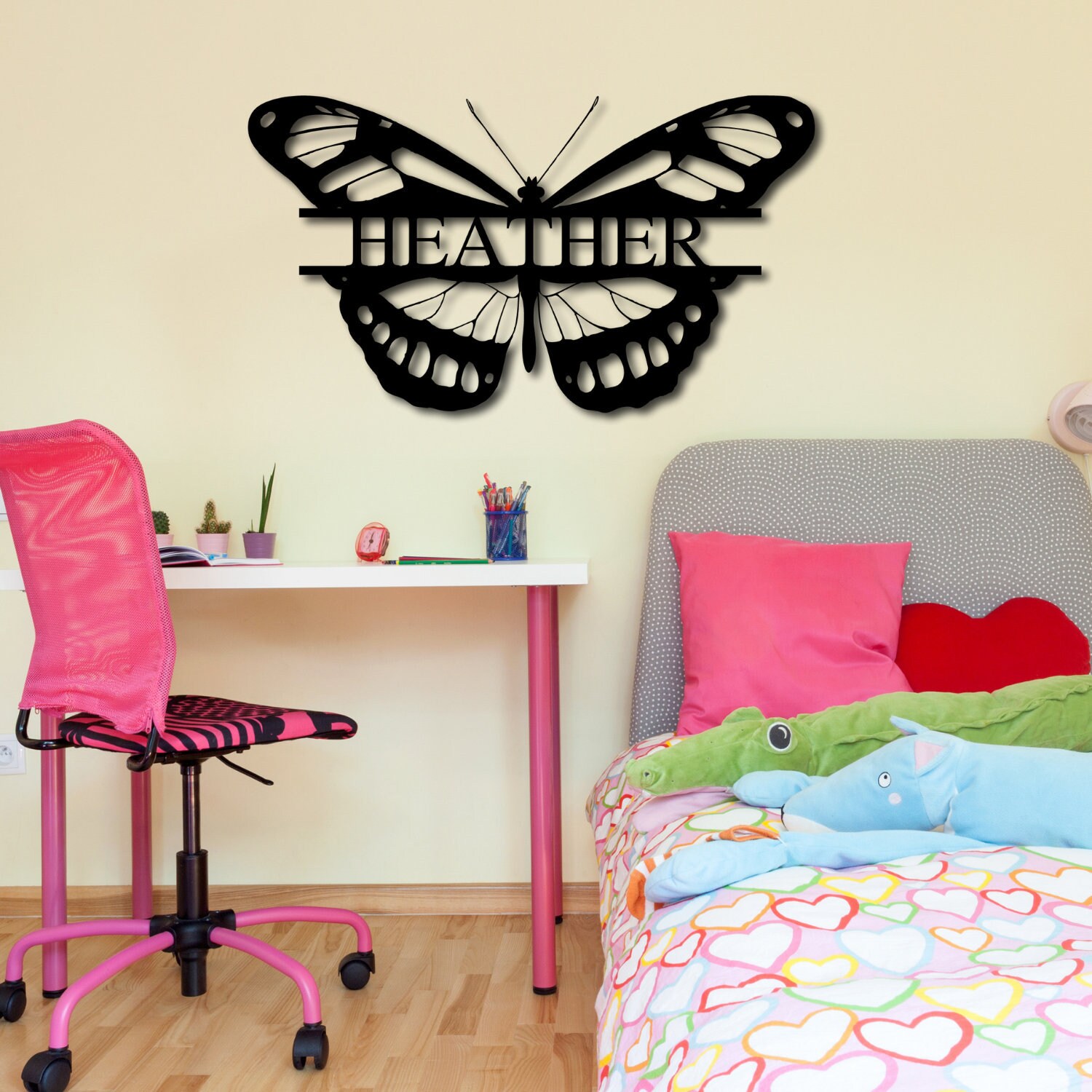 CUSTOM BUTTERFLY SIGN Personalized Metal Sign Last Name Etsy