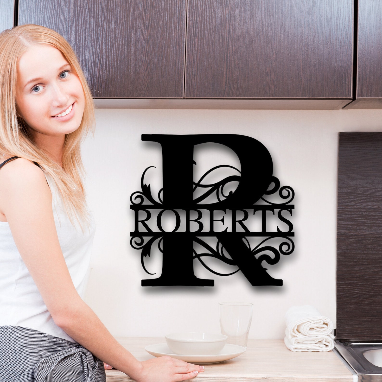 Personalized Name Door Sign Metal Monogram Plaque Metal Wall Etsy