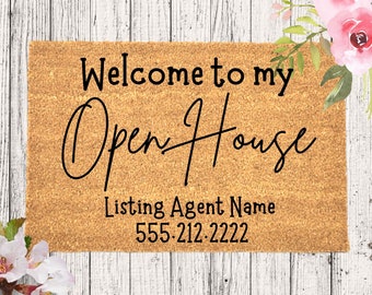 Open House Door Mat, Real Estate Agent Gift, Realtor Doormat, House for Sale Doormat, Real Estate Doormat, Realtor Door Mat, Open House Mat