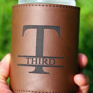 Leather Can Cooler, Custom Can Coolers for Groomsmen, Groomsmen Can Cooler, Groomsmen Leather Cooler, Can Holder for Birthday, Personalized