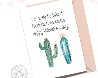 Cacti to Cactus, Valentine's Day Card, Pun Card, Relationship Card, Love Card, Funny Card