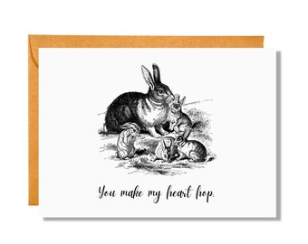 You Make My Heart Hop | Love Card | Easter Card | Pun Card | EA12
