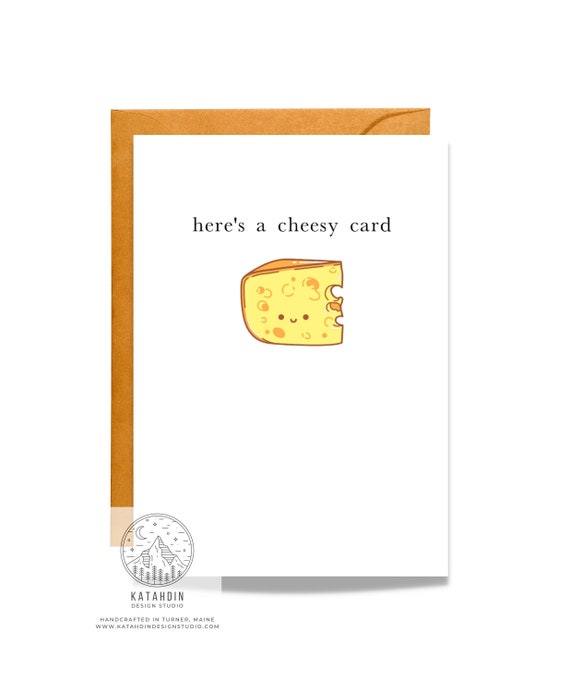 Here's a Cheesy Card Handmade Greeting Card Blank Inside Funny Card Food  Pun Thinking of You Friendship 
