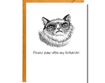 Please Paw-Don My Behavior | Pun Apology | Sorry Card | AP21
