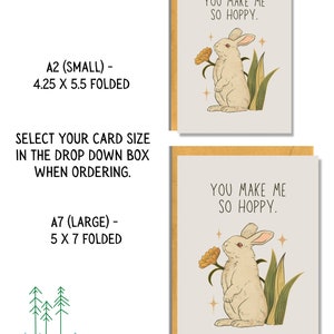 You Make Me So Hoppy Easter Card Animal Pun Card Love Card EA13 image 2