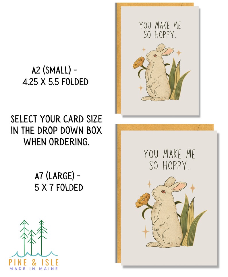 You Make Me So Hoppy Easter Card Animal Pun Card Love Card EA13 image 2