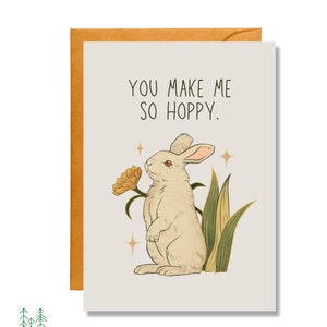 You Make Me So Hoppy Easter Card Animal Pun Card Love Card EA13 image 1