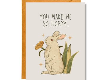 You Make Me So Hoppy | Easter Card | Animal Pun Card | Love Card | EA13