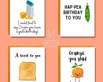 Birthday Food Pun Greeting Cards | Pun Card | Card Bundle | Birthday Cards | CP1