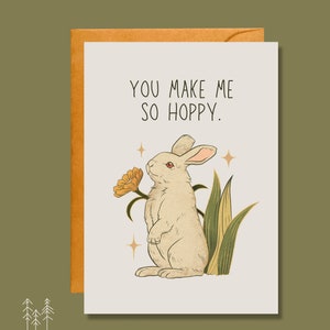 You Make Me So Hoppy Easter Card Animal Pun Card Love Card EA13 image 6