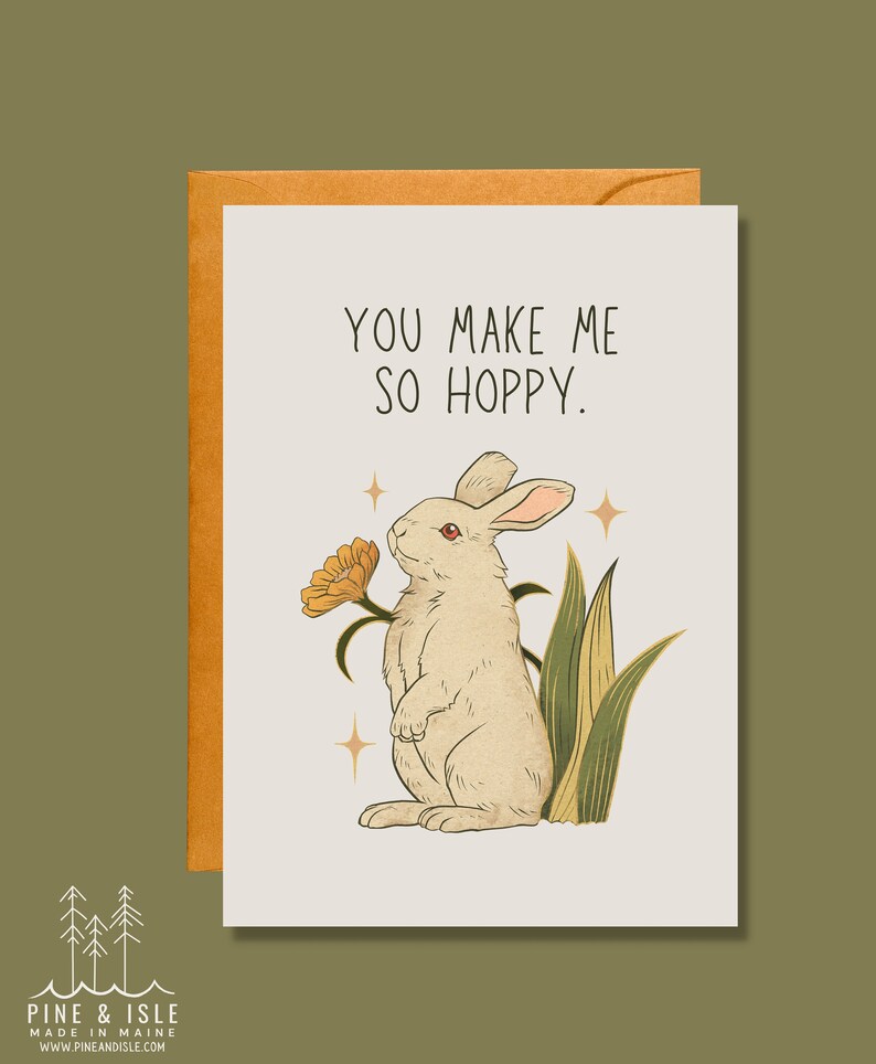 You Make Me So Hoppy Easter Card Animal Pun Card Love Card EA13 image 6