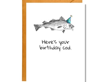 Here's Your Birthday Cod | Funny Birthday | Pun Card | BD30