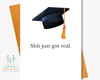 Sh*t Just Got Real | Graduation Card | Proud of You | College Graduation | Funny Card | CO12